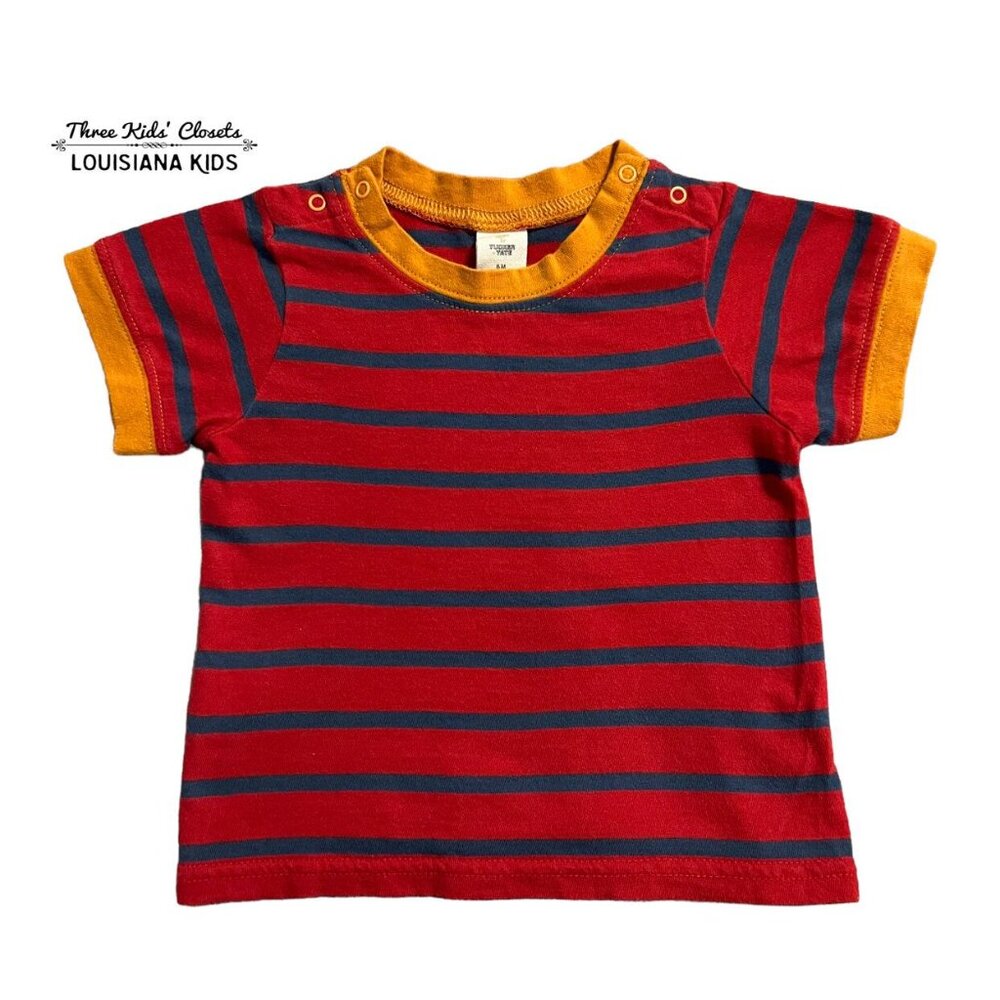 Tucker + Tate 3m or 6m Red Navy Orange Striped Shirt